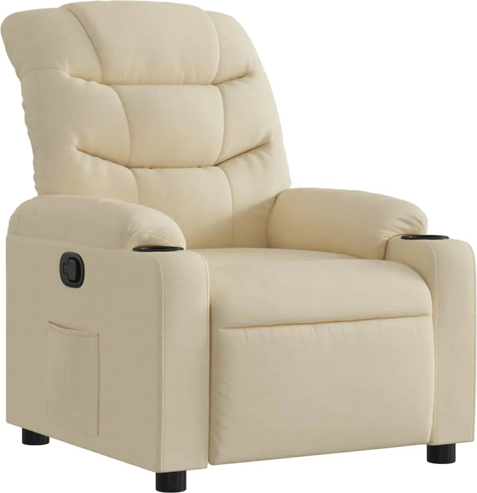 vidaXL Fotoliu rabatabil, crem, material textil