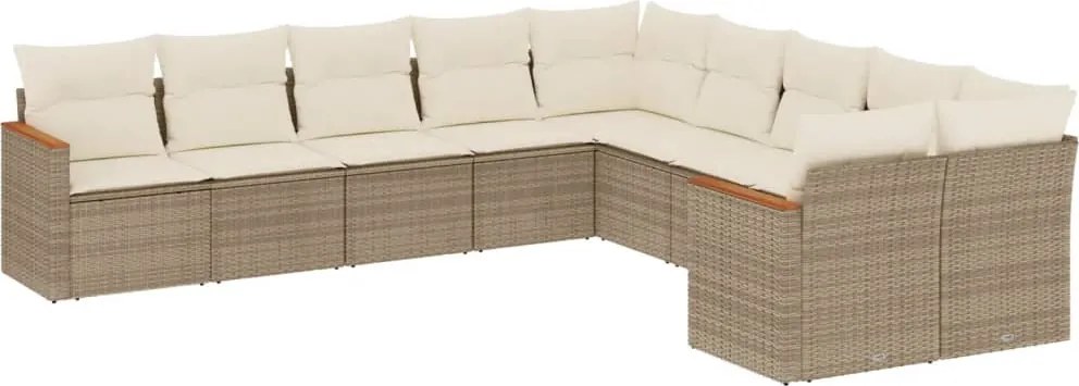 vidaXL Set canapele de grădină cu perne, 10 piese, bej, poliratan