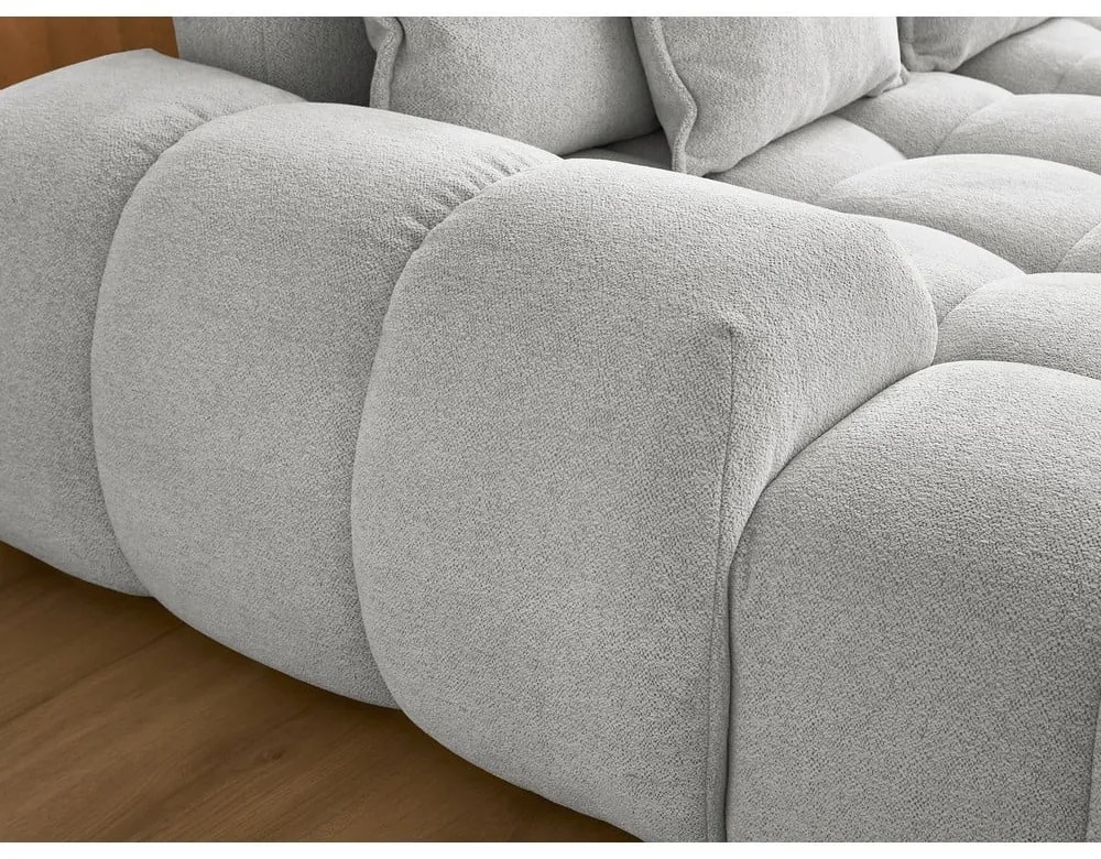 Colțar gri deschis extensibil/cu spațiu de depozitare cu tapițerie din chenille (cu colț pe partea dreaptă/în formă de "U") Everest – Bobochic Paris