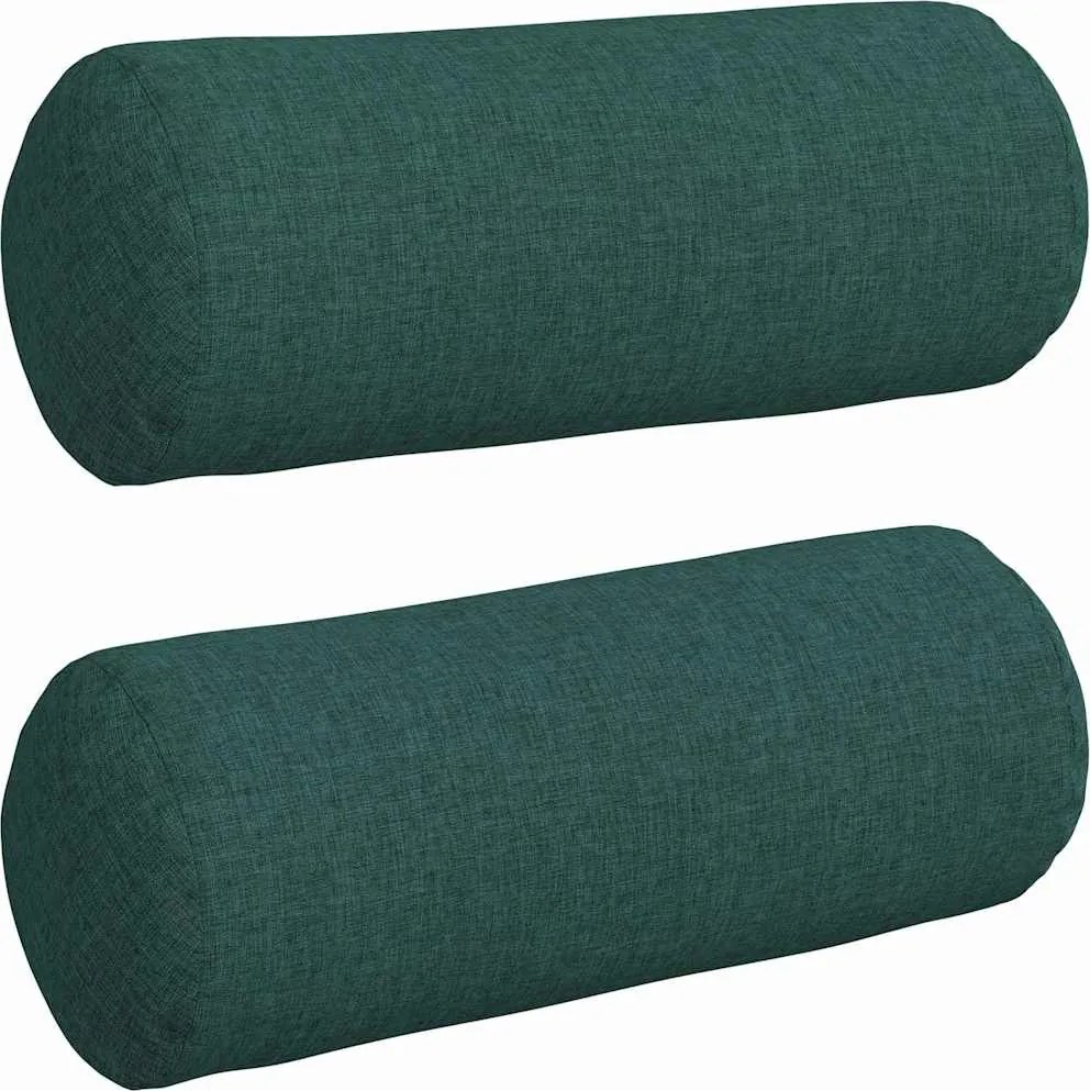 vidaXL Perne Bolster 2 pcs Verde închis Ø 15 x 40 cm țesătură