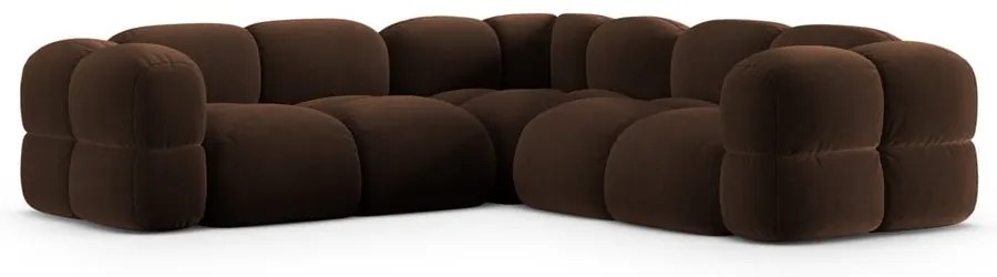 Colțar maro închis cu tapițerie din catifea Loretto – Cosmopolitan Design