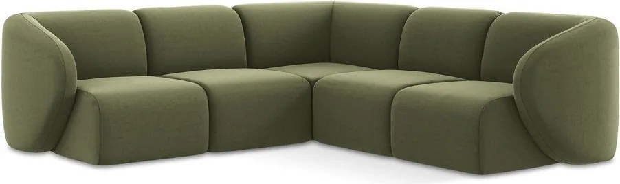 Colțar verde cu tapițerie din catifea Lani – Makamii