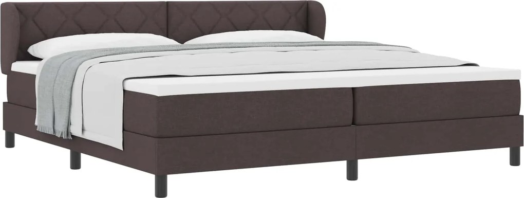 vidaXL Pat cu arcuri cu saltea Maro închis 200 x 200 cm țesătură