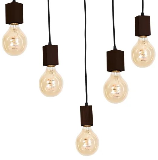 Lustră pe tijă JACK 5xE27/40W/230V maro lemn
