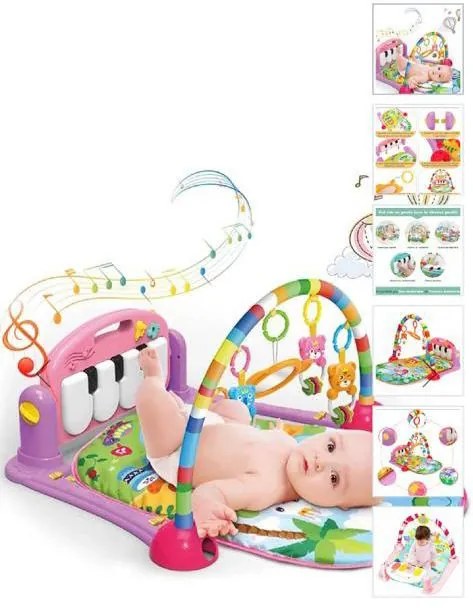 Saltea de Joacă pentru Bebe cu Pian Detasabil și Accesorii Stimulante SPC-01- roz