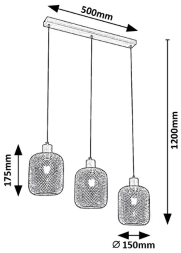 Lustra suspendata cu 3 pendule design industrial Grendel negru