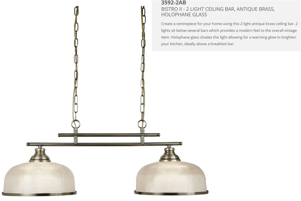 Lustra suspendata design clasic Bistro II 2L alama antique 3592-2AB SRT
