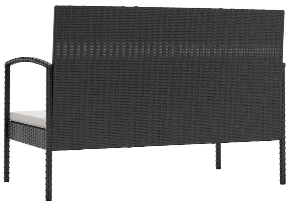 Set mobilier de gradina cu perne, 8 piese, negru, poliratan Alb si negru, 8