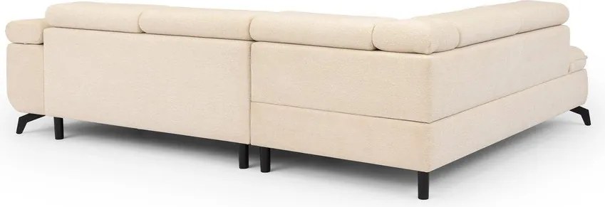 Colțar crem cu tapițerie din chenille (cu colț pe partea stângă/în formă de ”L”) Marbeya – Ropez