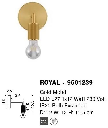 Aplica de perete design decorativ ROYAL aurie