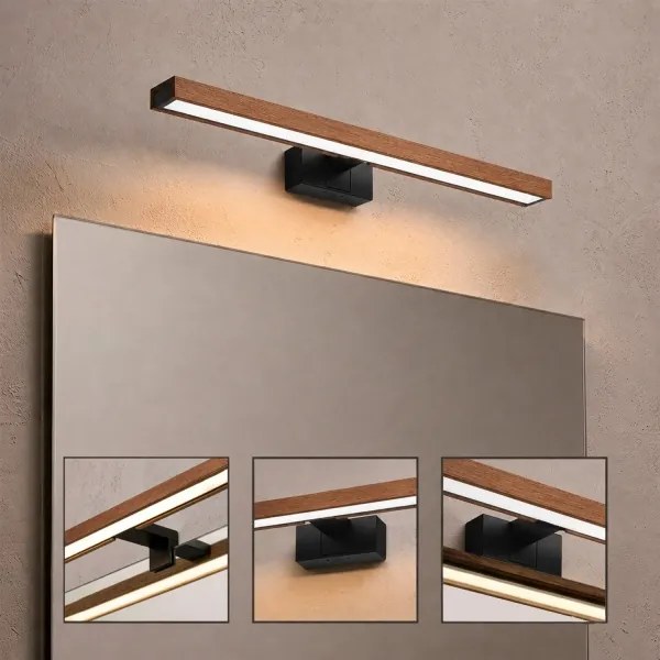 Brilagi-LED Lumină pentru oglindă de baie WOODY MIRROR 3 în 1 LED/12W/230V 60 cm IP44 negru/stejar