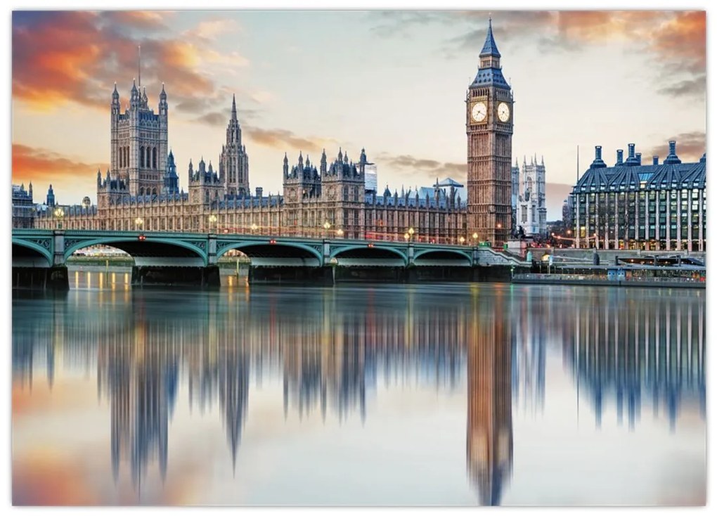 Tablou pe sticlă - Houses of Parliament din Londra (70x50 cm)