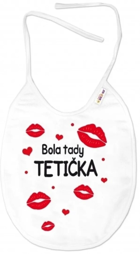 Baby Nellys Bavetă impermeabilă Ea a fost aici Tanti, 24 x 27 cm - alb