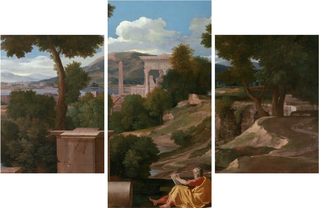 Tablou - Nicolas Poussin, Landscape with Saint John on Patmos, reproducere (90x60 cm)