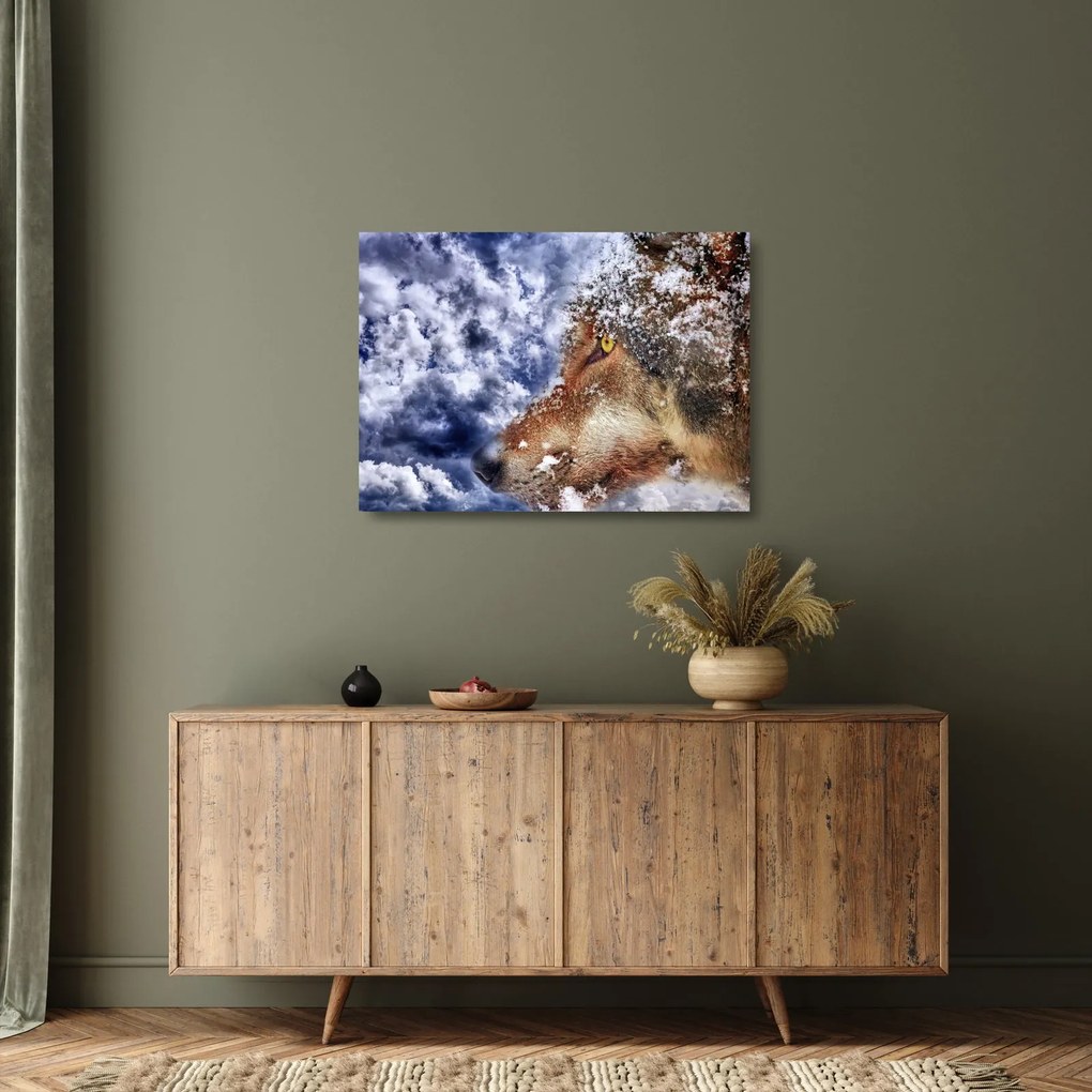 Tablou pe sticlă cu lup (70x50 cm)