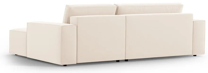 Colțar bej extensibil/cu spațiu de depozitare cu tapițerie din catifea (cu colț pe partea dreaptă/cu șezlong) Jodie – Micadoni