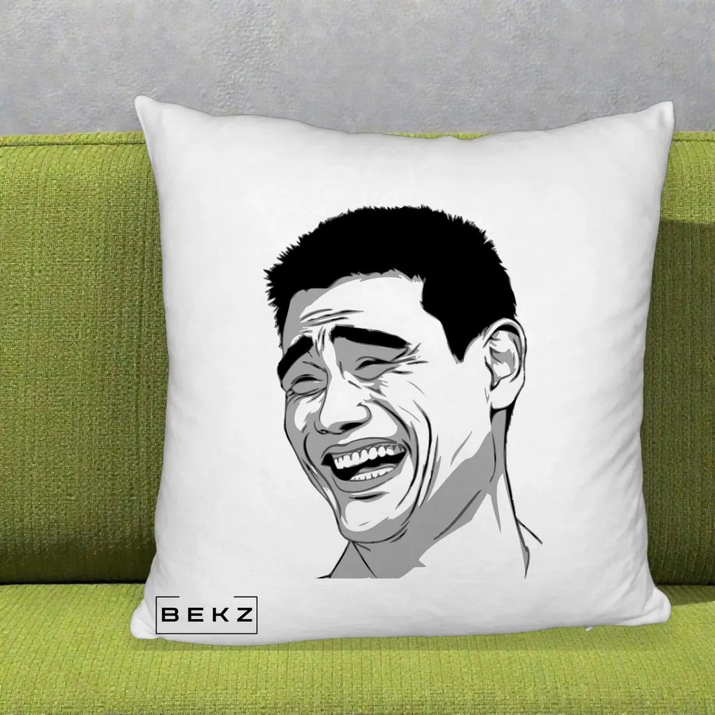 Perna Decorativa Yao Ming Meme, 40x40 cm, Alb Pufos, Husa Detasabila, Perna Inclusa, BEKZ®