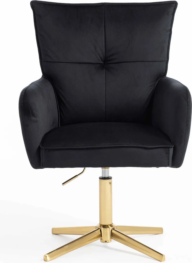 HR250CROSS Scaun Catifea Neagră Bază Aurie