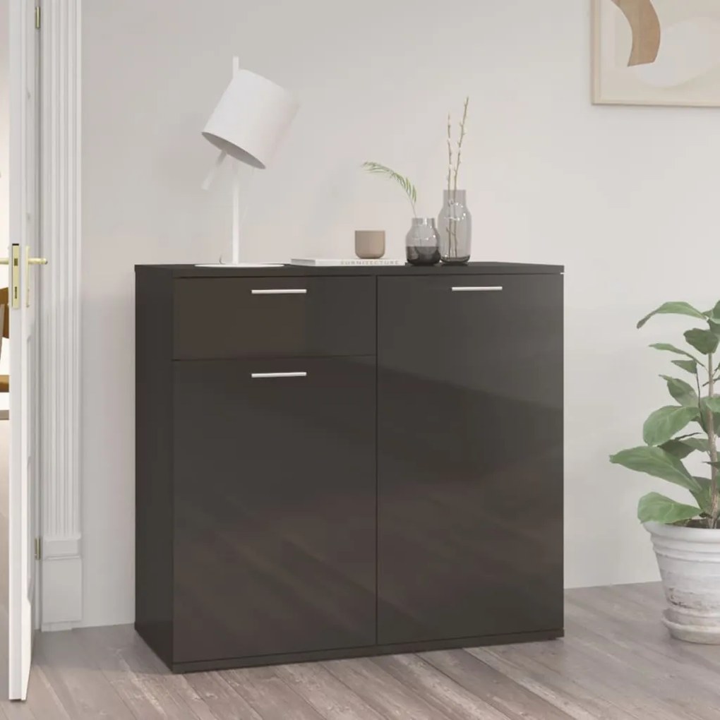 805777 vidaXL Servantă, negru extralucios, 80x36x75 cm, PAL