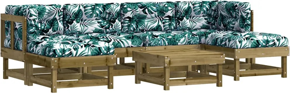 vidaXL Set mobilier de grădină cu perne, 7 piese, lemn de pin tratat