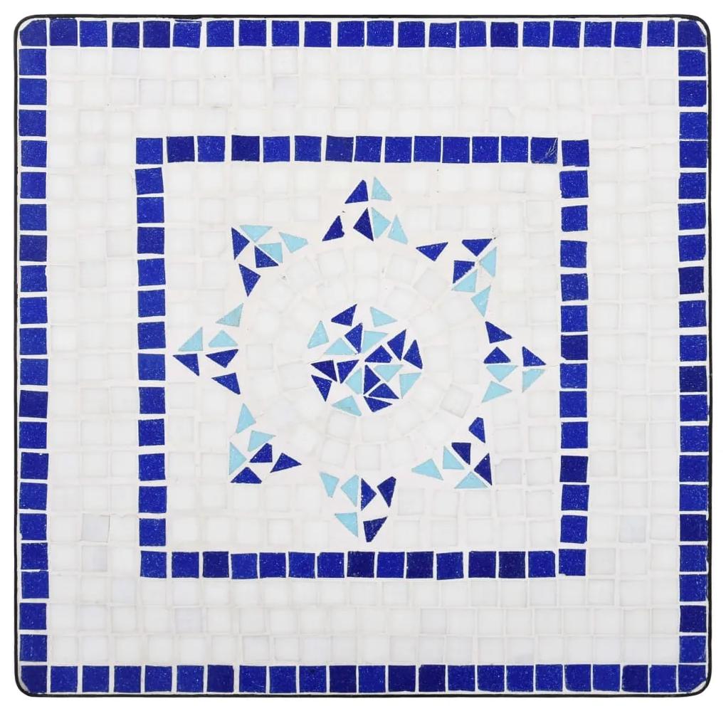 Masa de bistro mozaic, albastru si alb, 60 cm, ceramica 1, Albastru, Patrat