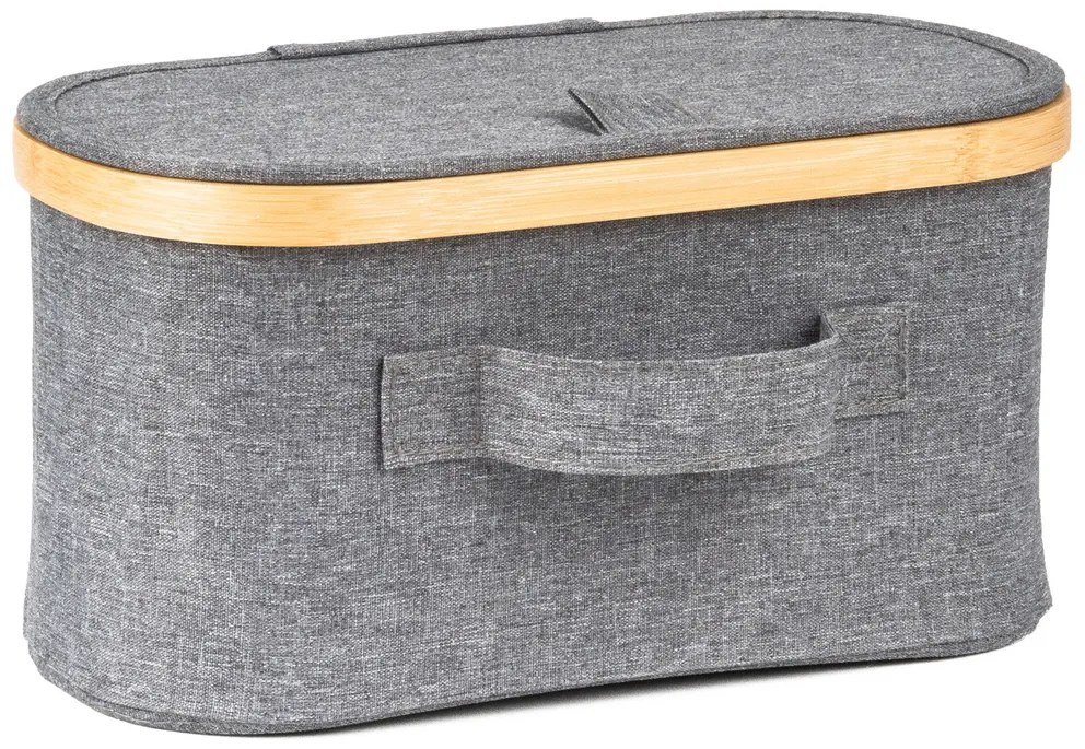 Cutie de depozitare G21 30 x 15 x 15 cm, dinbambus cu capac, gri