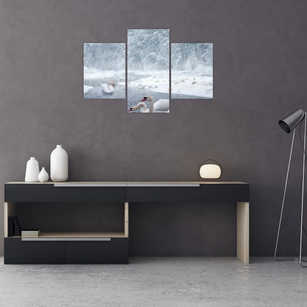 Tablou cu lebăde (90x60 cm)