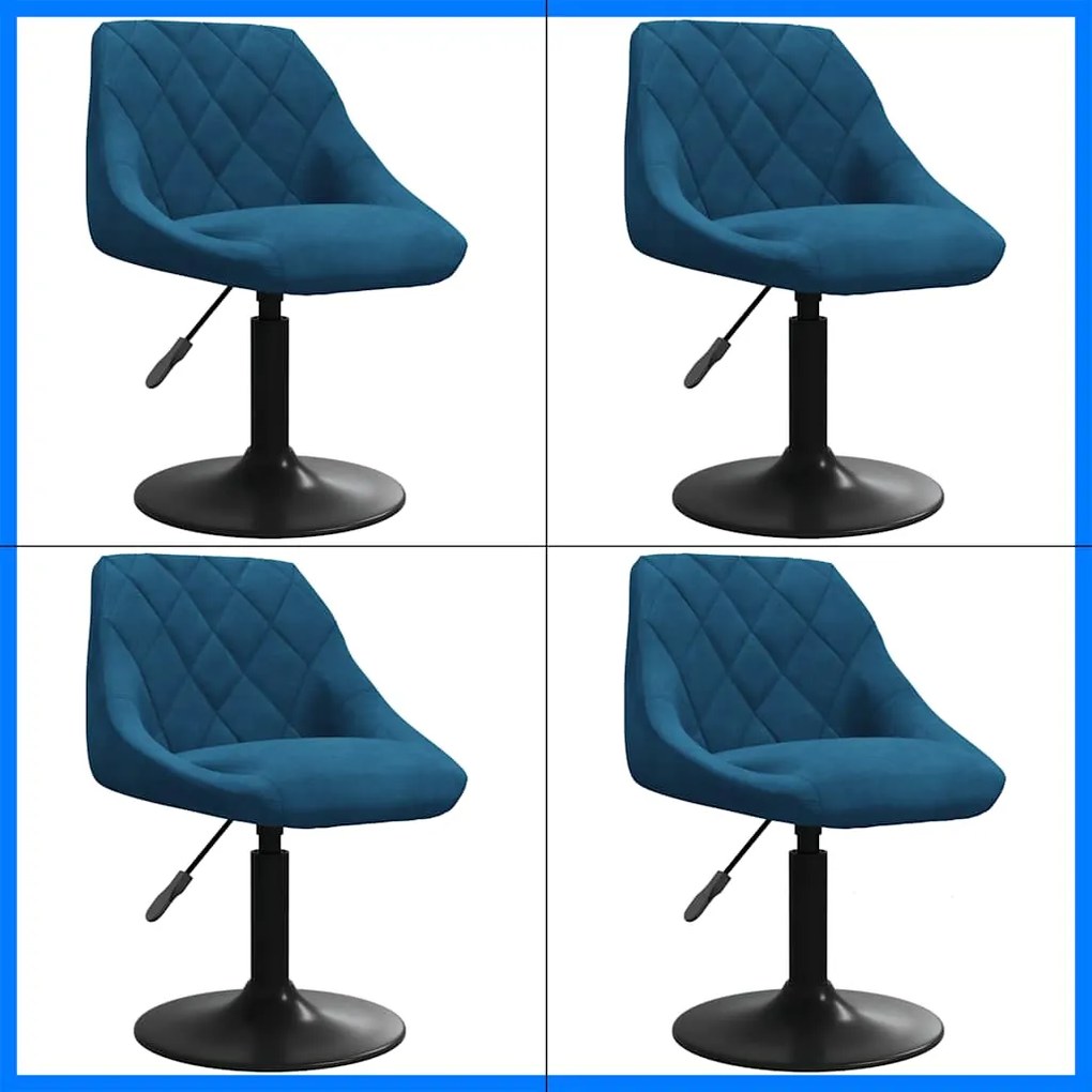 vidaXL Scaune de bucătărie pivotante, 4 buc., albastru, catifea