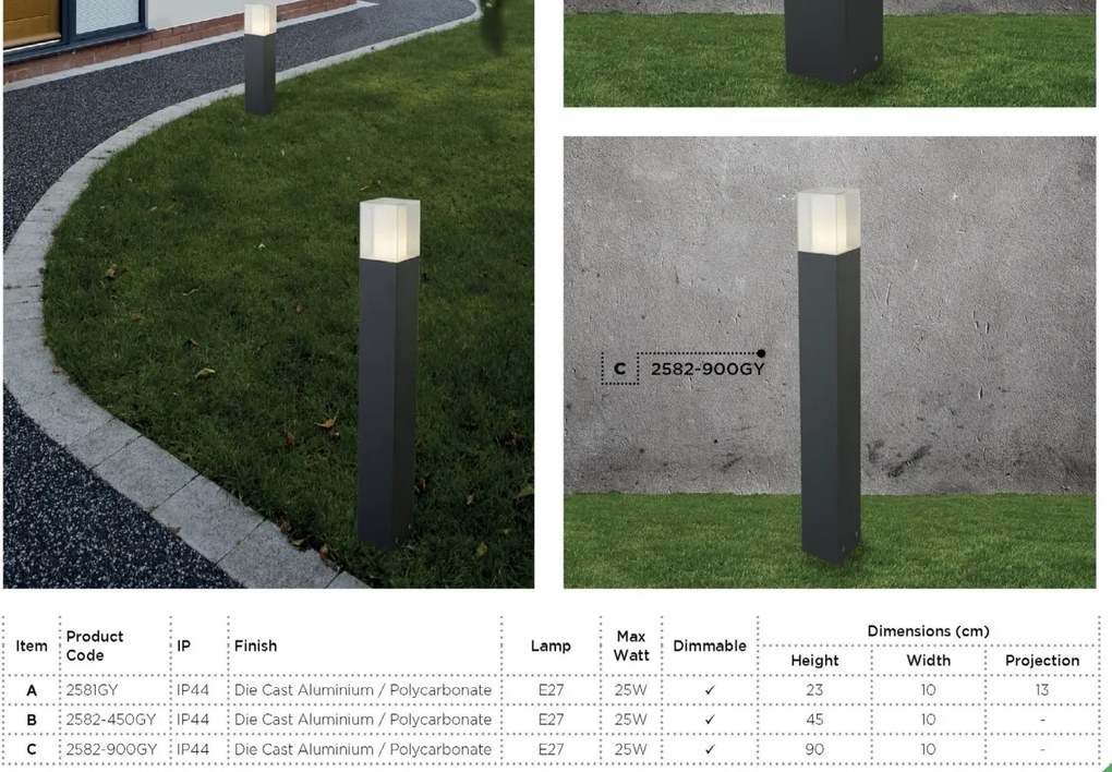 Aplica de perete exterior cu senzor de miscare Outdoor 2581GY SRT