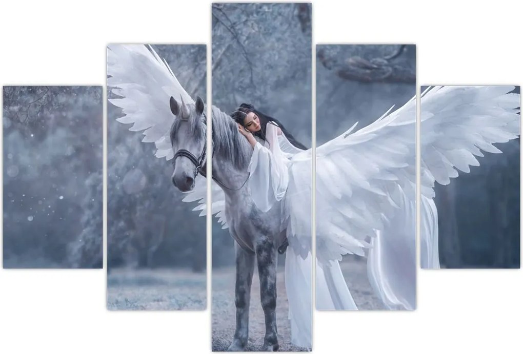 Tablou - Fata și unicorn (150x105 cm)