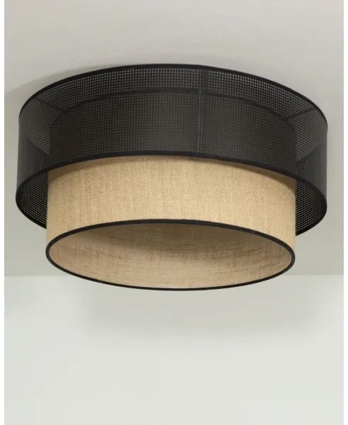 Plafonieră BORHO 1xE27/60W/230V Ø 50 cm negru/jută