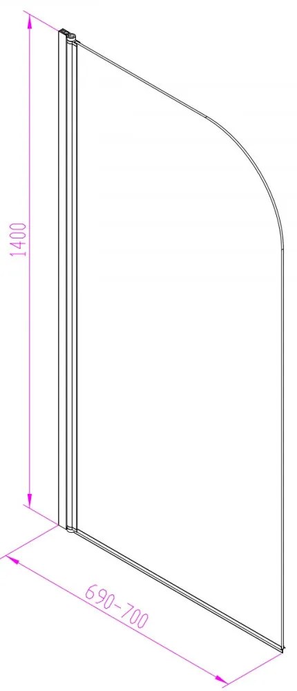 Paravan de baie Eva 70x140