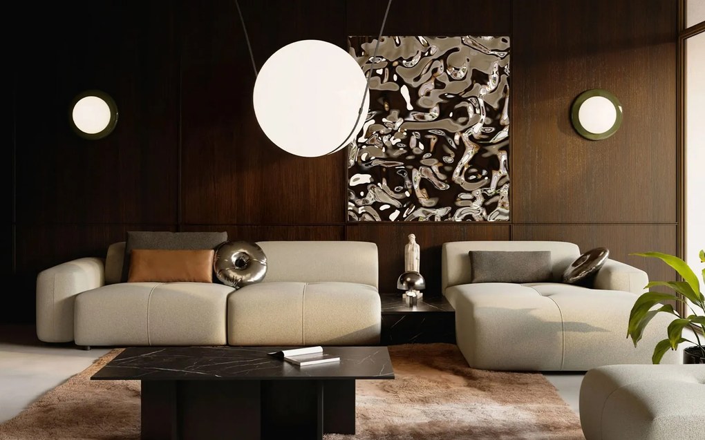 Colțar lemn masiv Calm, 416 × 180 × 65 cm - Stânga