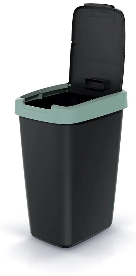 Coș de gunoi cu capac colorat, 12 l, verde/negru