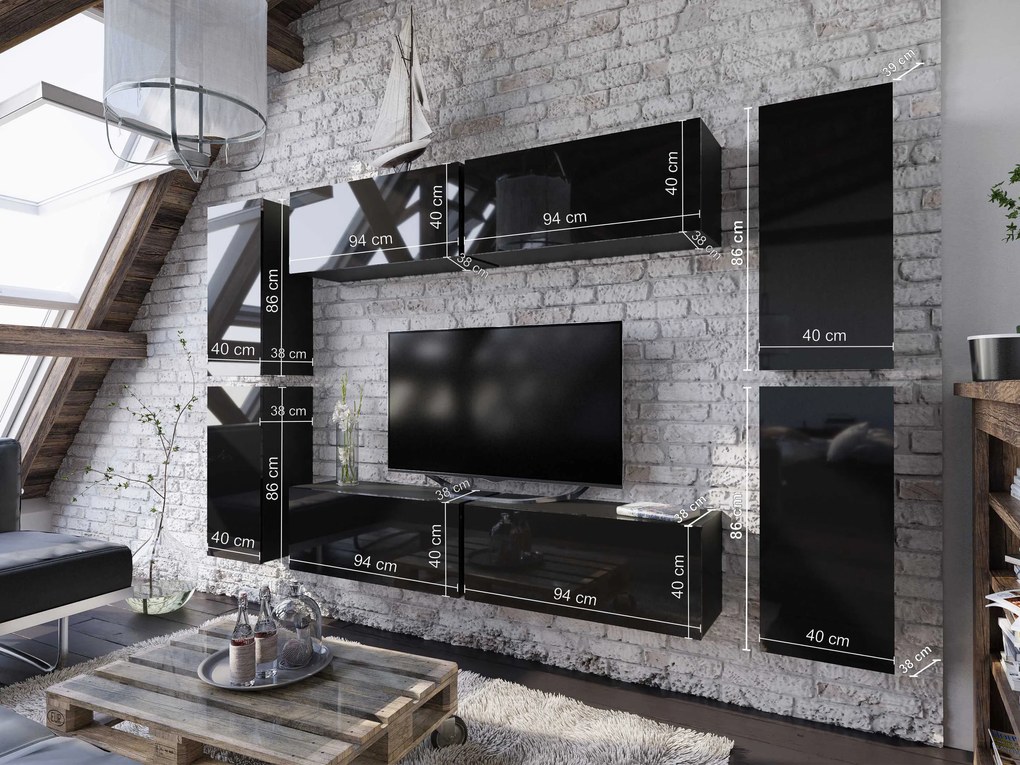 Mobilier living Melville (alb + alb lucios). 1007683