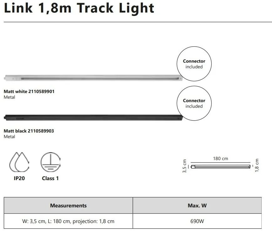 Sina monofazata alba Nordlux Link 1,8m