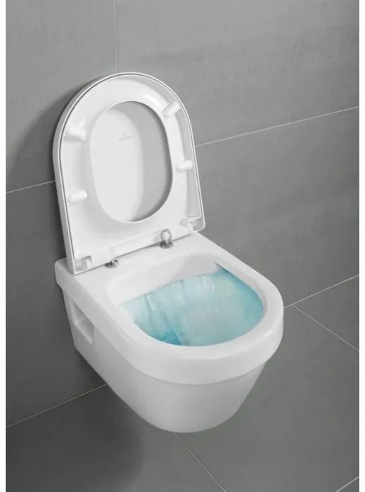 Set vas WC rimless suspendat, Villeroy&amp;Boch Architectura, cu capac inchidere lenta, rezervor si clapeta, 5684HR01+458.128.DW.1