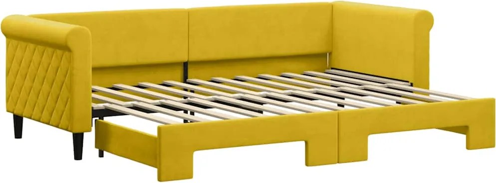 vidaXL Pat de zi cu extensie, galben, 80x200 cm, catifea