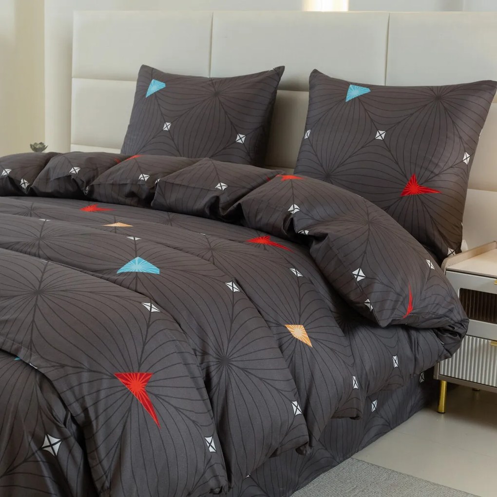 Lenjerie de pat din microfibra ORBITA gri inchis Dimensiune lenjerie de pat: 2 buc 70 x 80 cm | 160 x 200 cm