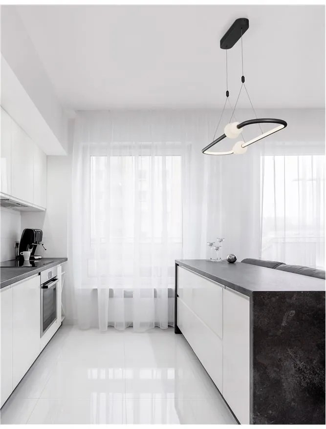 Lustra LED dimabila cu telecomanda design modern Celia negru