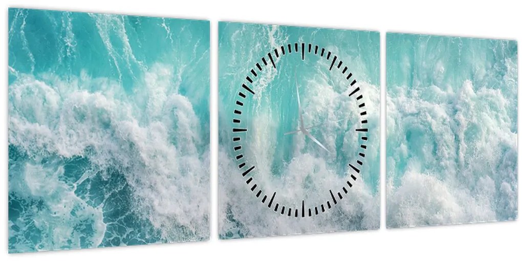 Tablou - Vedere a valurilor oceanului (cu ceas) (90x30 cm)