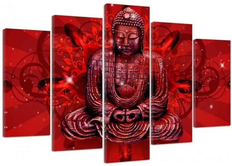 CARO Tablou pe pânză - Buddha In Red 100x70 cm