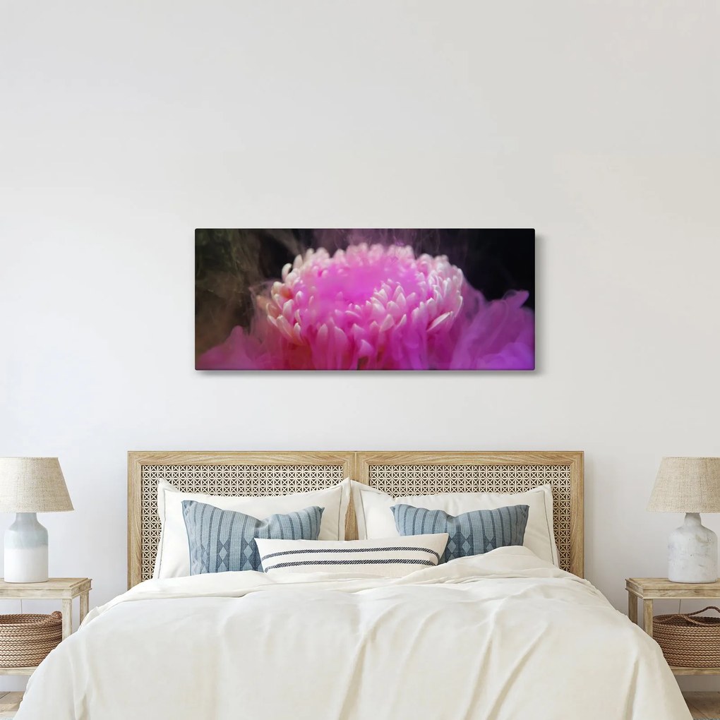 Tablou cu floare în fum roz (120x50 cm)