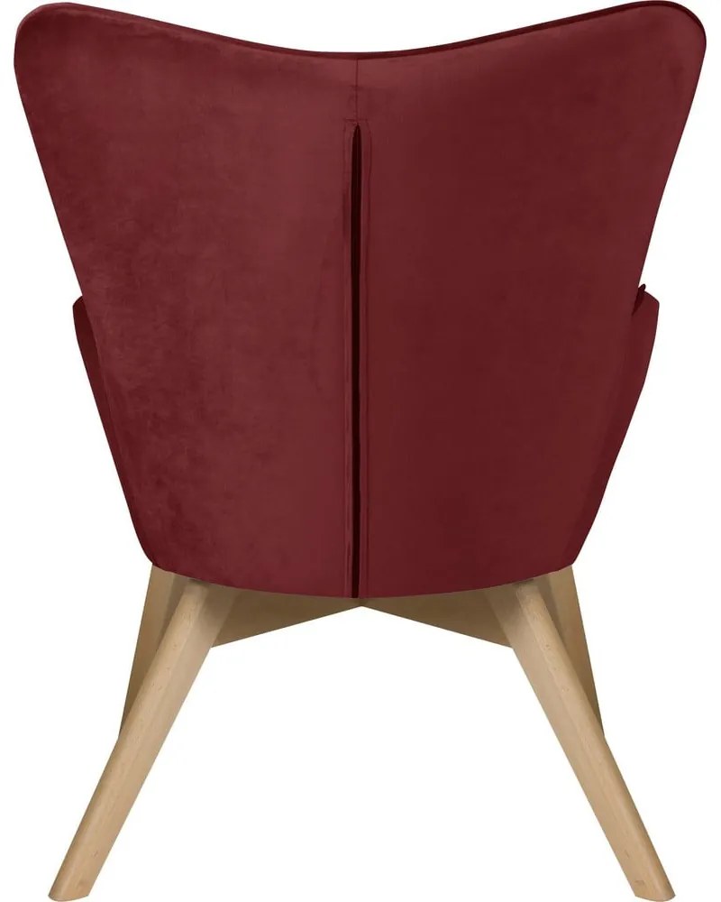 Fotoliu cu taburet roșu cu tapițerie din catifea Niko – Ropez