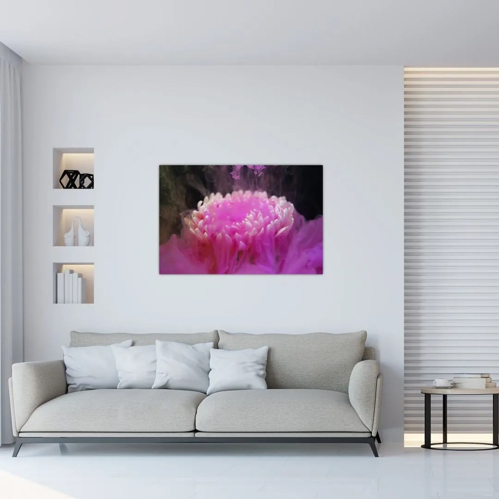 Tablou cu floare în fum roz (90x60 cm)