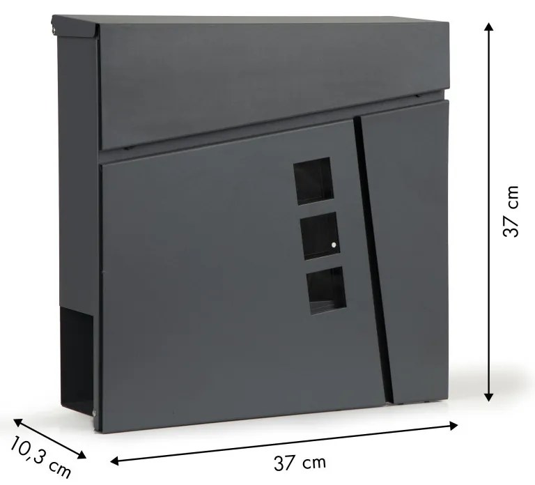 Cutie poștală din oțel galvanizat cu suport pentru ziare antracit