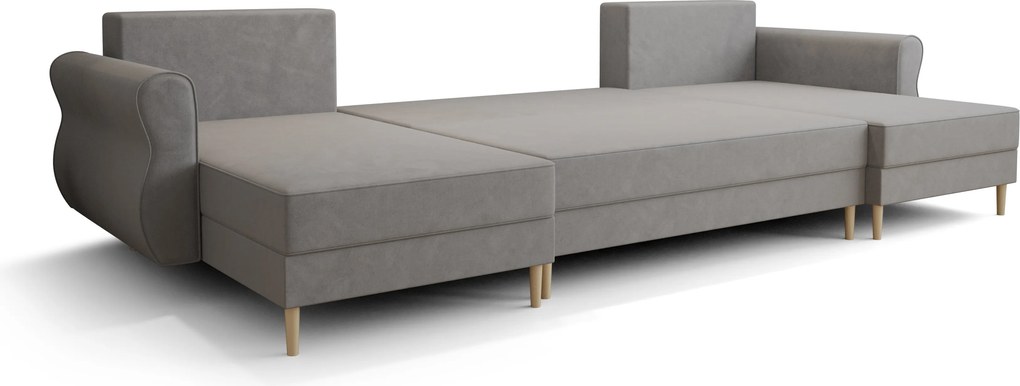 PROMO Coltar extensibil in U SILVIANO 300x140 cm, gri + 2 perne GRATUIT II. calitate