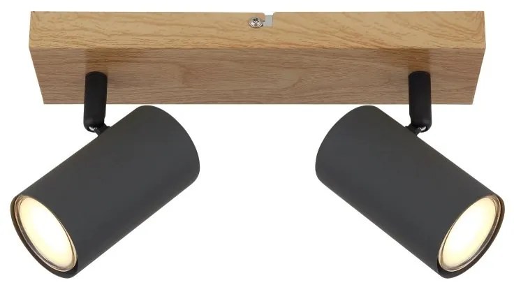 Aplica de perete / tavan cu 2 spoturi directionabile design modern ROBBY gri grafit