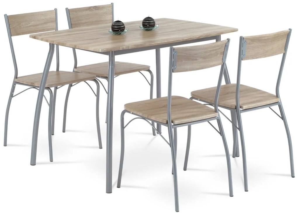 Set de masă HANS cu 4 scaune, 110 x 70 x 77 cm,stejar Sonoma