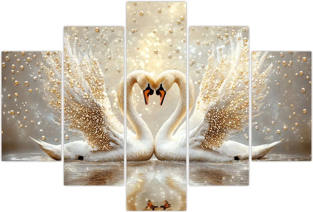 Tablou - Lebede Aurii (150x105 cm)